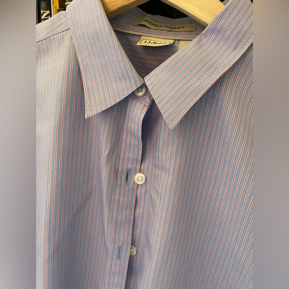 3 for 25$L.L Bean Women Blue and Pink Striped Wrinkle Resistant long Sleep M - Picture 3 of 12